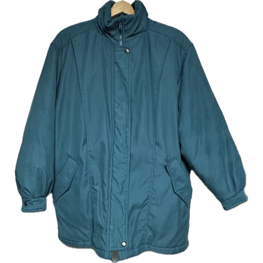 Jacqueline Ferrar Blue Dark Teal Winter Coat Detachable Faux Fur‎ Hood Lined - Picture 2 of 16